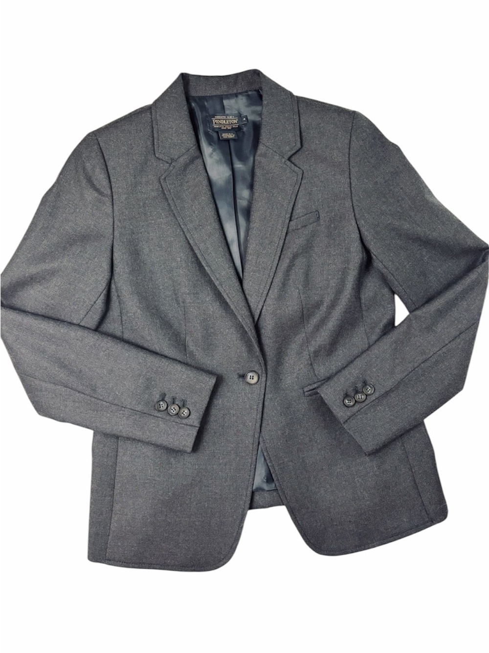 Pendleton 100% Virgin Wool Gray Tailored Blazer Made in USA Size 4